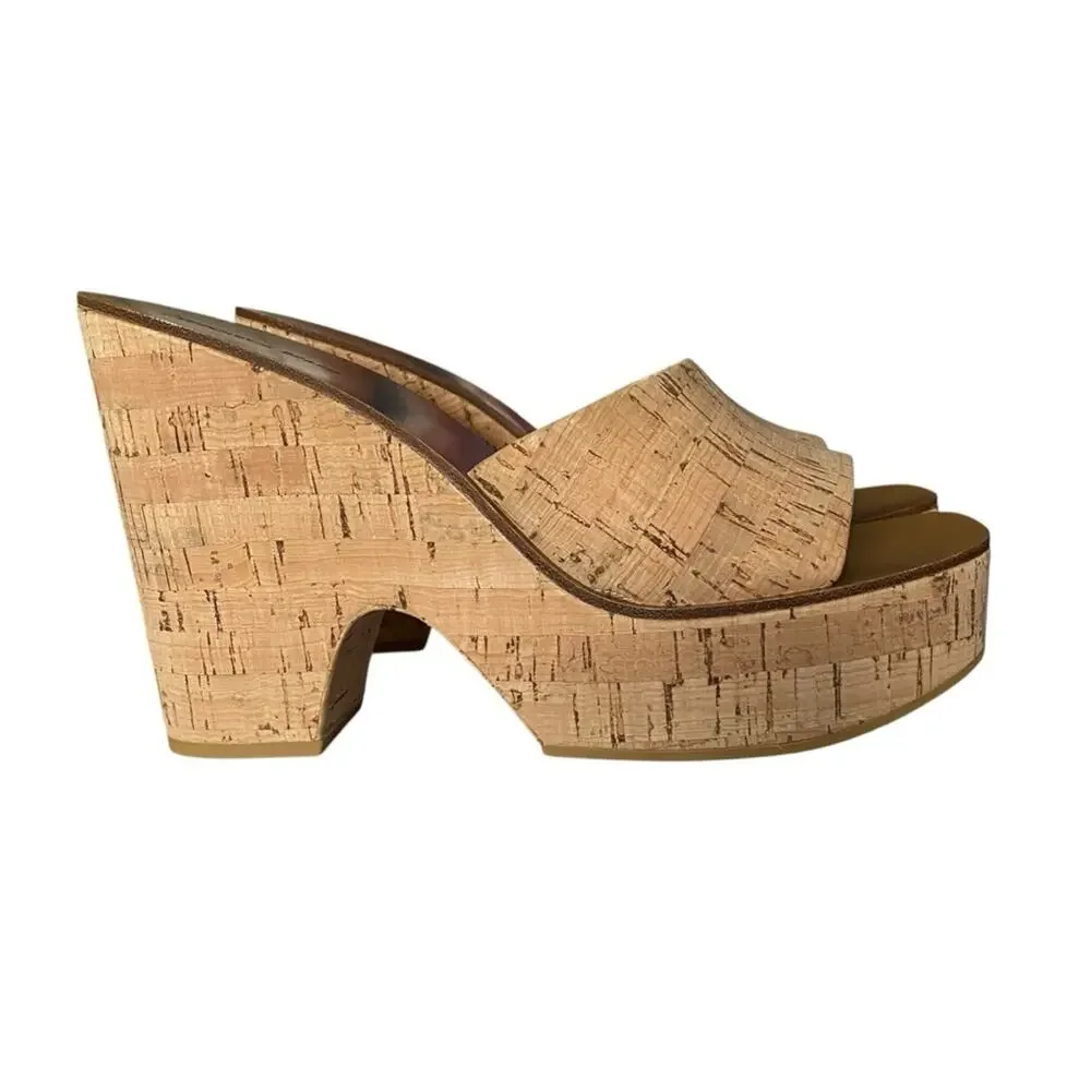 Veronica Beard Paulita Cork Women's Tan Platform Wedge Sandals NWTS size 10